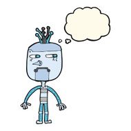 funny cartoon robot with thought bubble N31