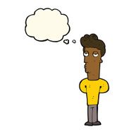 cartoon bored man with thought bubble N24