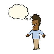 cartoon happy man with thought bubble N320