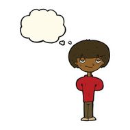 cartoon happy man with thought bubble N321