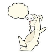 cartoon white rabbit with thought bubble N4