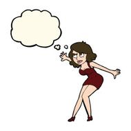 cartoon female spy with thought bubble N20
