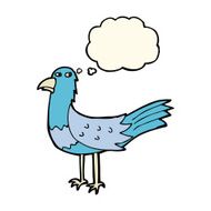 cartoon bird with thought bubble N173