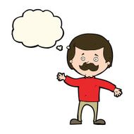 cartoon dad waving with thought bubble N8