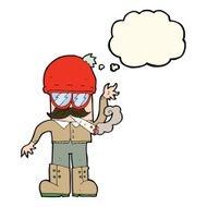 cartoon man smoking pot with thought bubble N8