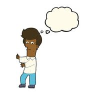 cartoon man gesturing wildly with thought bubble N7