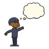 cartoon security guy with thought bubble N7