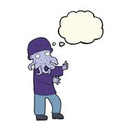 cartoon monster man with thought bubble N7