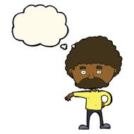 cartoon man with mustache making camp gesture thought bubbl N7
