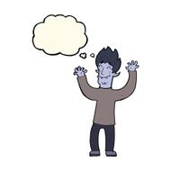 cartoon happy vampire man with thought bubble N21
