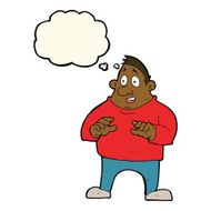 cartoon excited overweight man with thought bubble N6