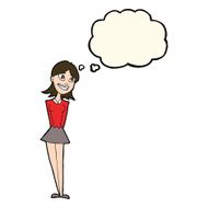 cartoon happy woman with thought bubble N178