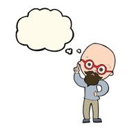 cartoon old man with thought bubble N15
