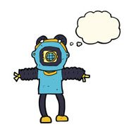 cartoon deep sea diver with thought bubble N21