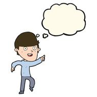 cartoon happy man with thought bubble N323