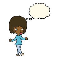 cartoon confused woman with thought bubble N55