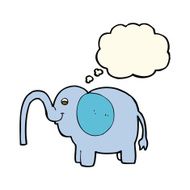 cartoon elephant squirting water with thought bubble N14