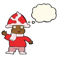 cartoon mushroom man with thought bubble N7