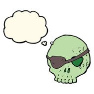 cartoon skull with eye patch thought bubble N7