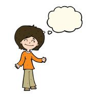 cartoon happy woman with thought bubble N179