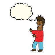 cartoon laughing man with thought bubble N15