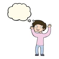 cartoon happy man with thought bubble N324