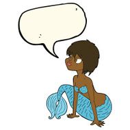 cartoon pretty mermaid with thought bubble N26