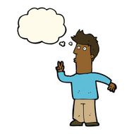 cartoon man signalling with hand thought bubble N4