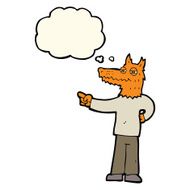 cartoon pointing fox man with thought bubble N4