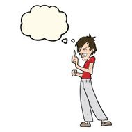 cartoon angry man arguing with thought bubble N8