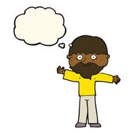 cartoon happy man with beard thought bubble N31