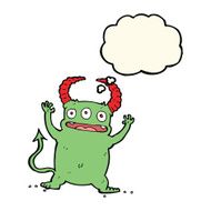 cartoon little devil with thought bubble N13