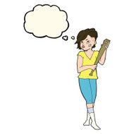 cartoon pretty punk girl with baseball bat thought bubble N8