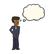 cartoon upperclass man with thought bubble N7