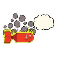 cartoon falling bomb with thought bubble N4