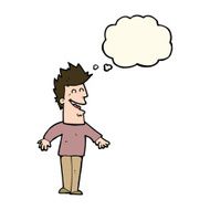 cartoon happy man with thought bubble N325