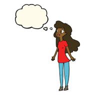 cartoon pretty girl with thought bubble N75