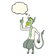 cartoon demon boss in shirt and tie with thought bubble N4