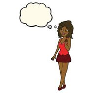 cartoon attractive office woman with thought bubble N7