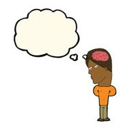 cartoon man with big brain thought bubble N7