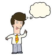 cartoon office man with crazy idea thought bubble N8