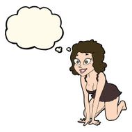 cartoon funny sexy woman with thought bubble N8