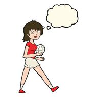 cartoon soccer girl with thought bubble N8