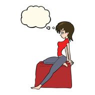 cartoon pin up pose girl with thought bubble N8
