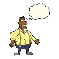 cartoon shocked man with thought bubble N77