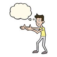 cartoon man desperately explaining with thought bubble N8