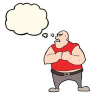 cartoon violent man with thought bubble N14