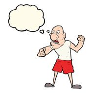 cartoon violent man with thought bubble N15