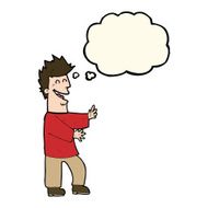 cartoon laughing man with thought bubble N16