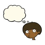 cartoon surprised boy with thought bubble N20